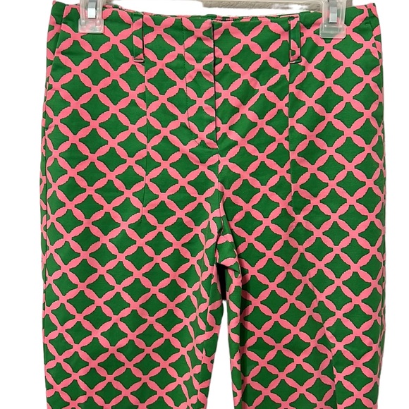Boden Women's Geometric Print Green and Pink
Stretch Cotton Pants US 4R - Picture 4 of 5